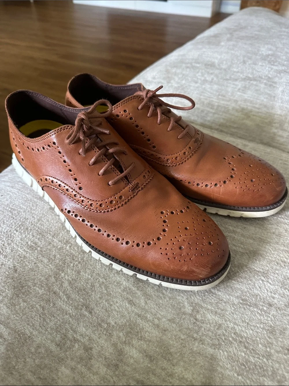Cole Haan Tan Leather Wingtip Derby Oxfords